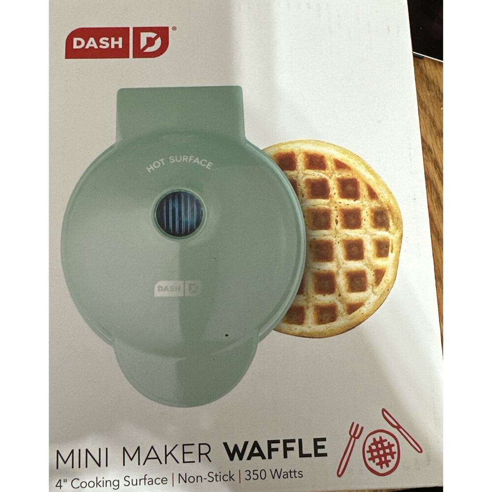 Dash Mini Waffle Maker 4” Cooking Surface Machine Color Aqua NEW